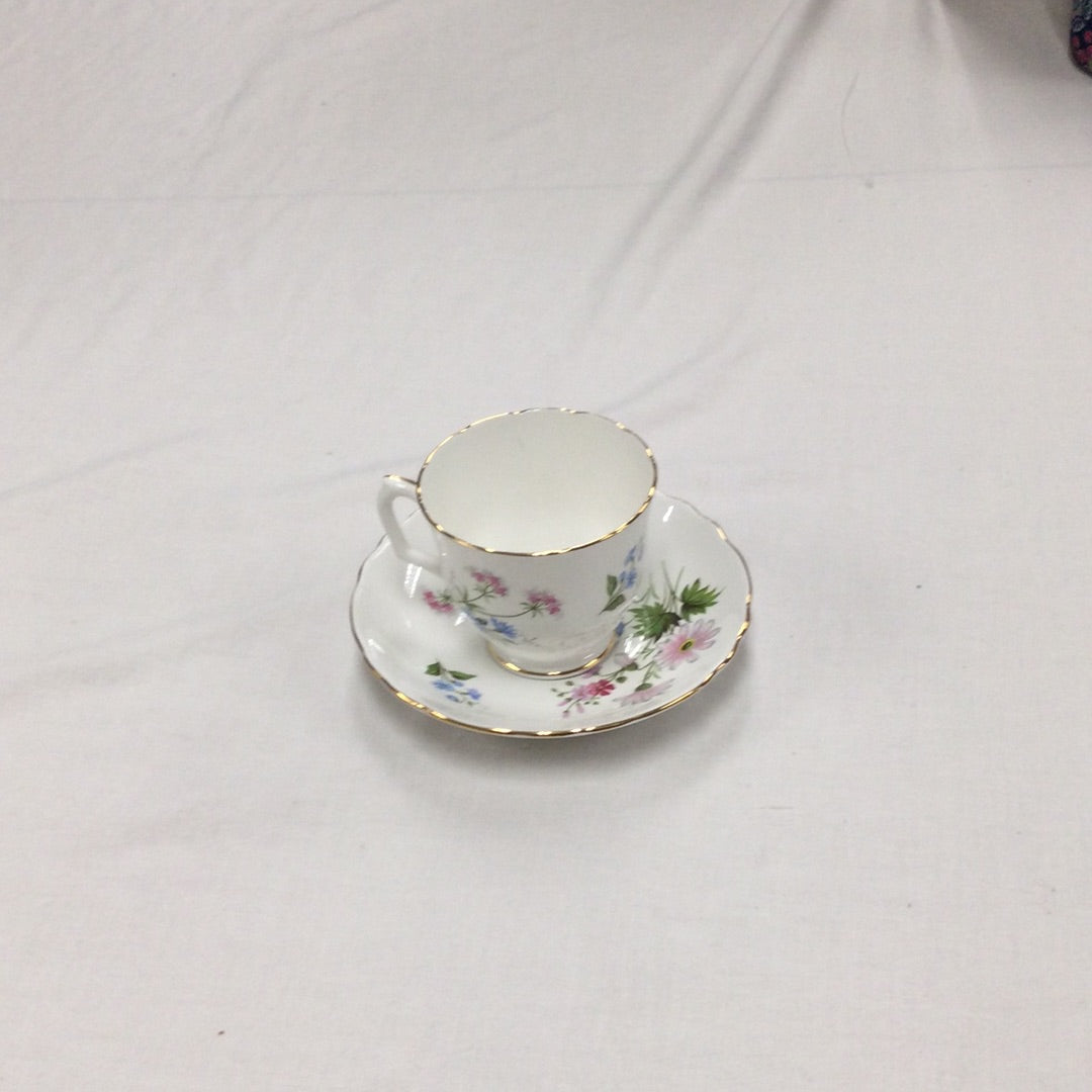 Crown Staffordshire Fine Bone China Wild Flowers Cup White Small