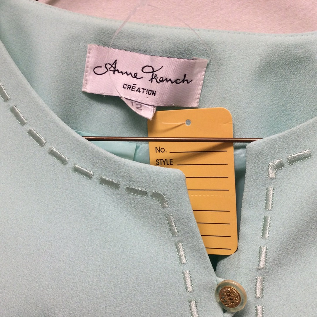 Anne French Size 12 Aqua Green Ladies Suit