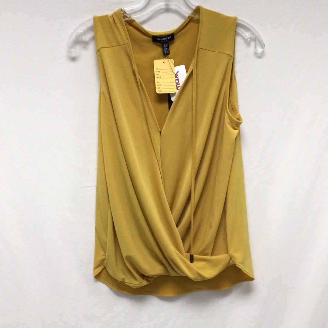 Kenneth Cole New York Women Mustard Yellow Sleeveless Shirt Size Medium