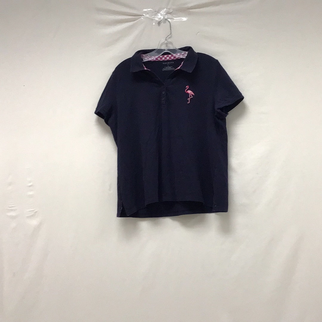 Talbot Women Navy Blue Short Sleeve Shirt With Flamingo Size XL
