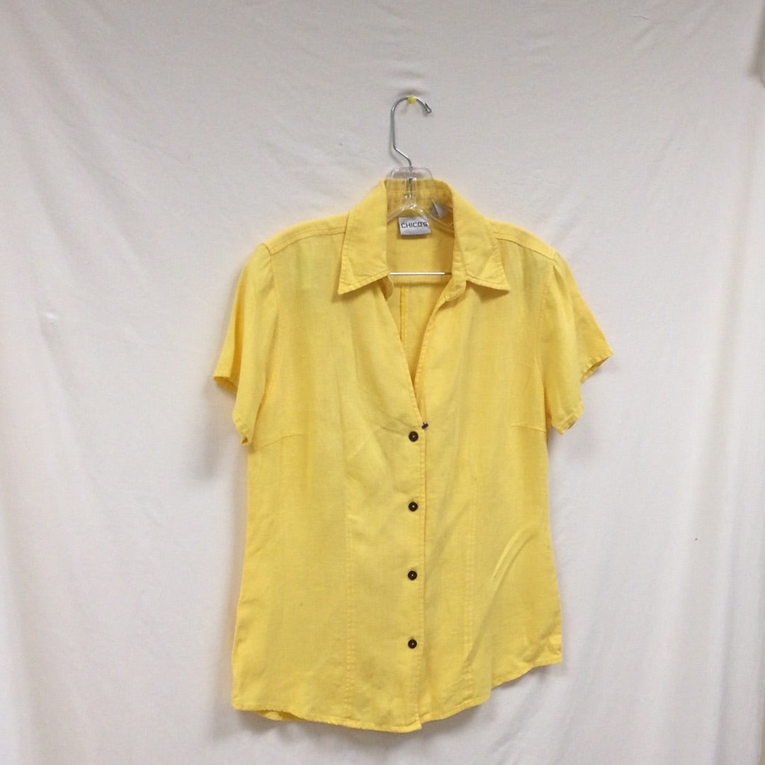 Chico's Women's Yellow Button-Up Top Size 0