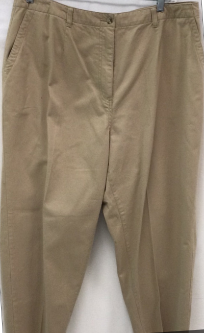 LL Bean Pants Womens  Vintage Linen Blend Natural Tan Cuffed Trousers NWT