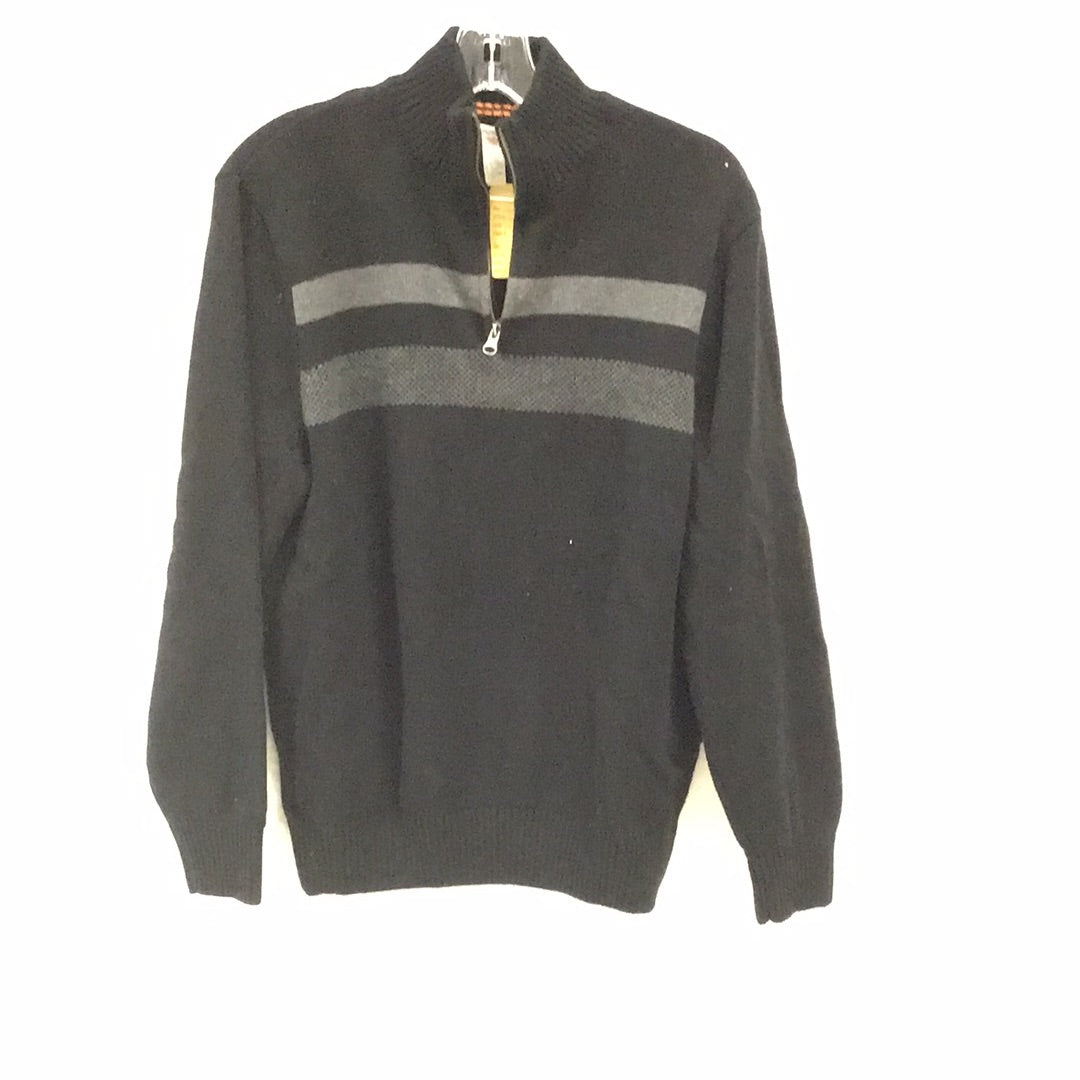 Dockers Black and Grey Men's Large Zip-Up Sweater