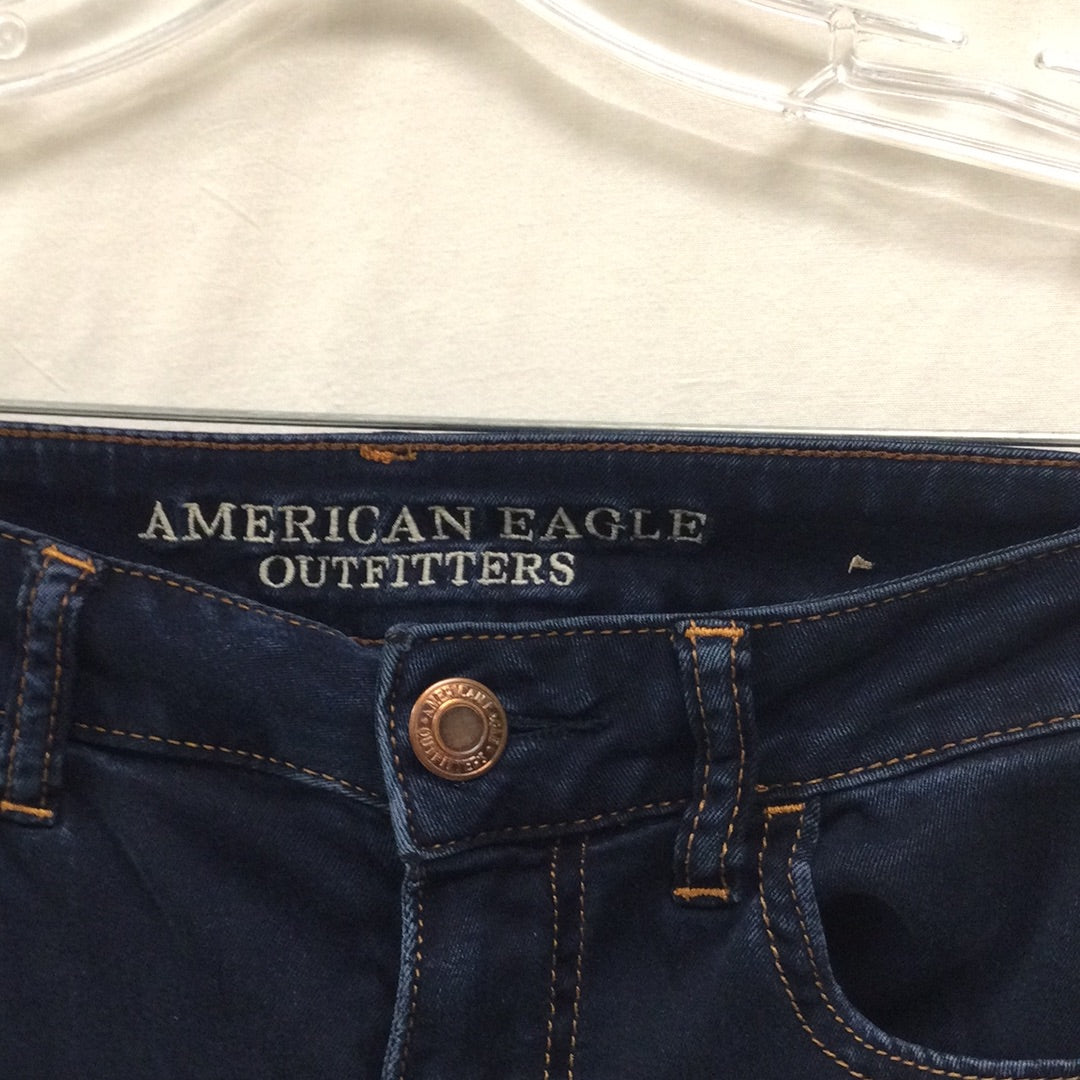 Women's American Eagle Outfitters Long Blue Denim Super Skinny Stretch 4