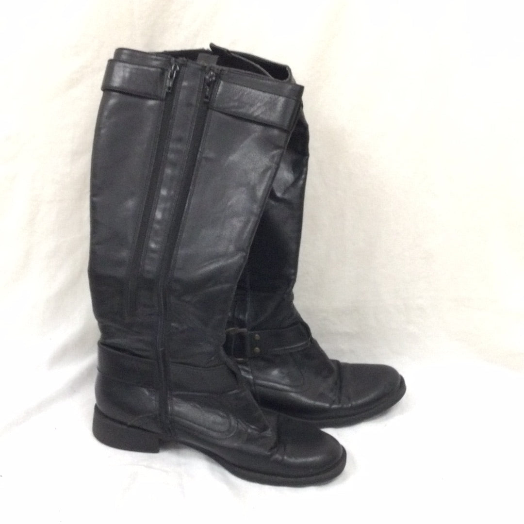 Patent Black Leather Knee High Boots
