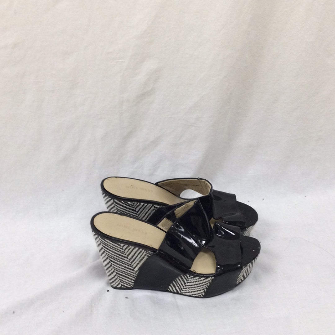 Women's Nine West Sorel Black Wedge Heels 7 1/2
