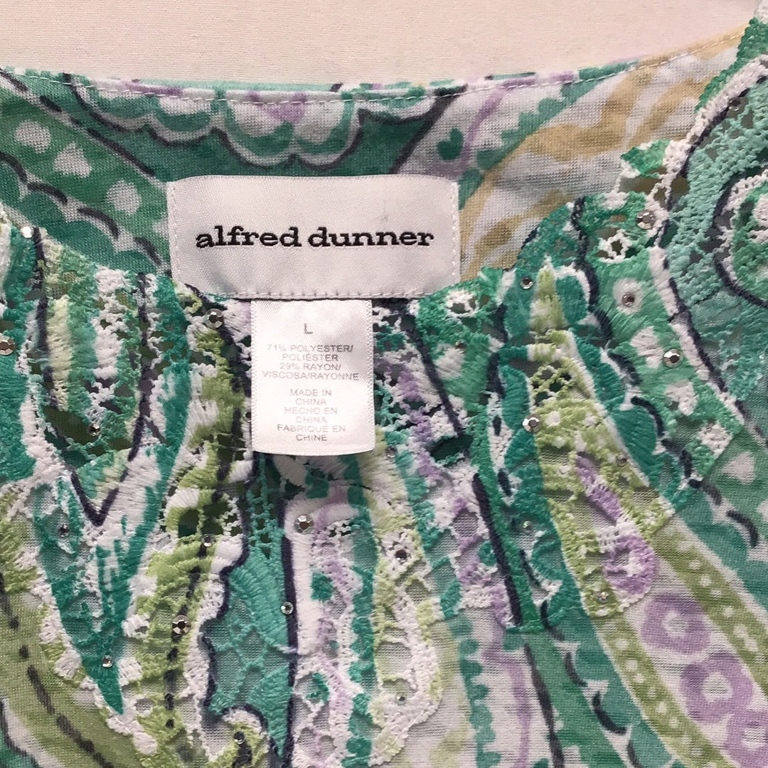 Alfred Dunner Women Multi Color Large 3 Quarter Length Top