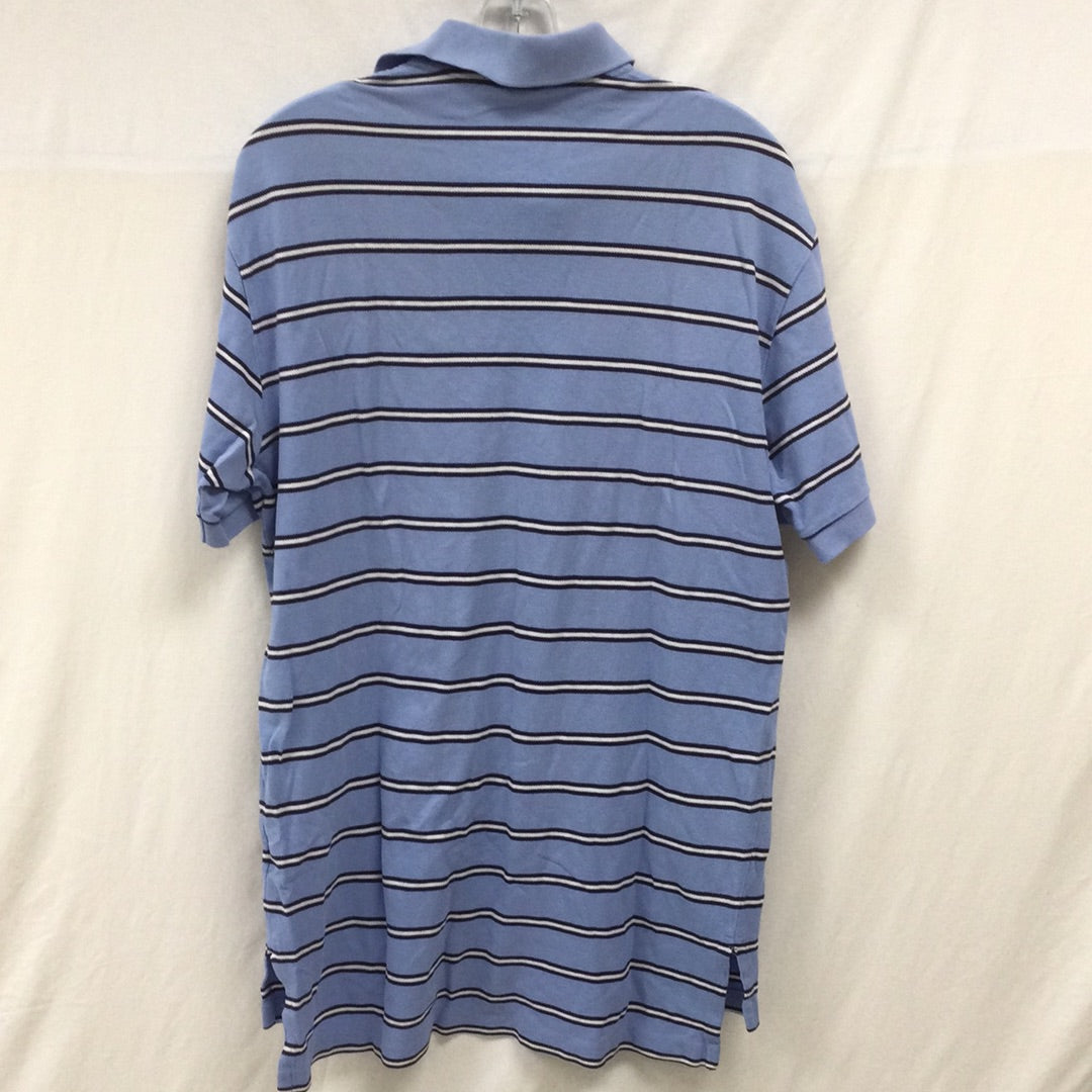Polo By Ralph Lauren Men Light Blue Striped Short Sleeve Shirt Size Large