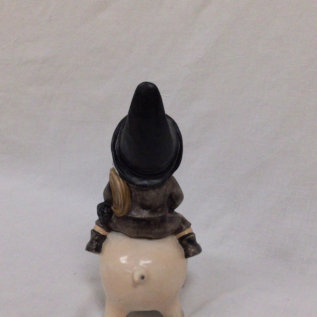 Goebel Gnome Riding On A Pig Figurines
