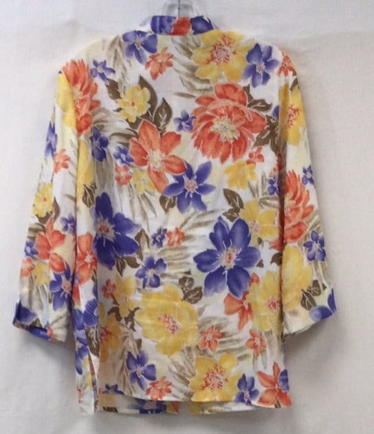 Alfred Dunner Women Multi Color Size 8 Flower Long Sleeve Shirt