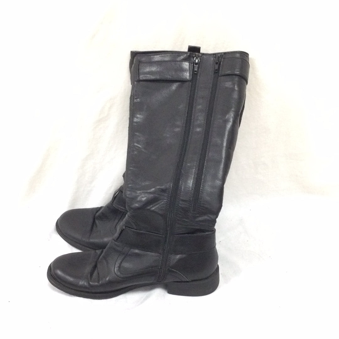 Patent Black Leather Knee High Boots