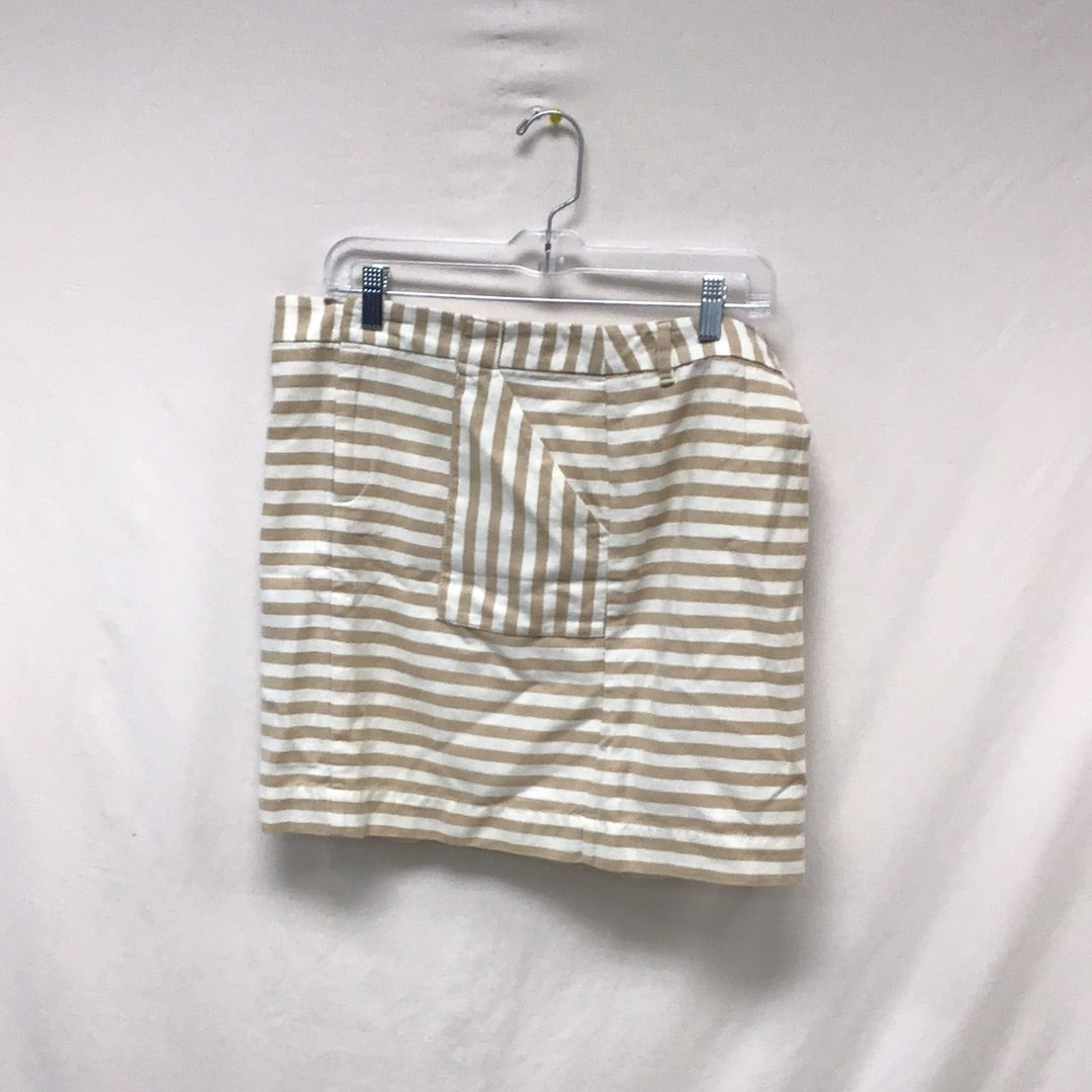 Loft Womens Size 10 White & Brown Stripe Skirt
