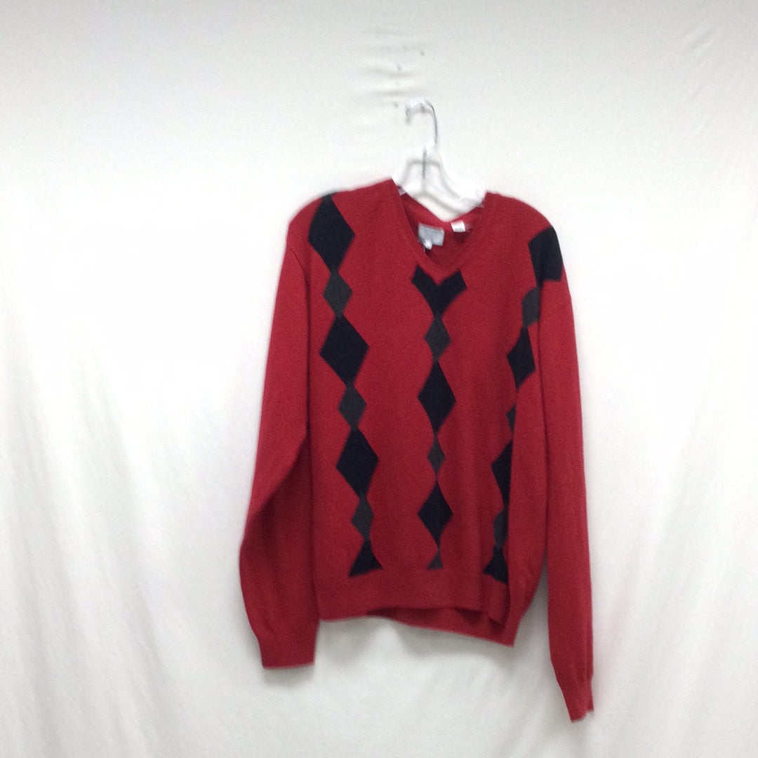 Alex Cannon Men Red And Black Long Sleeve Sweater Size Large
