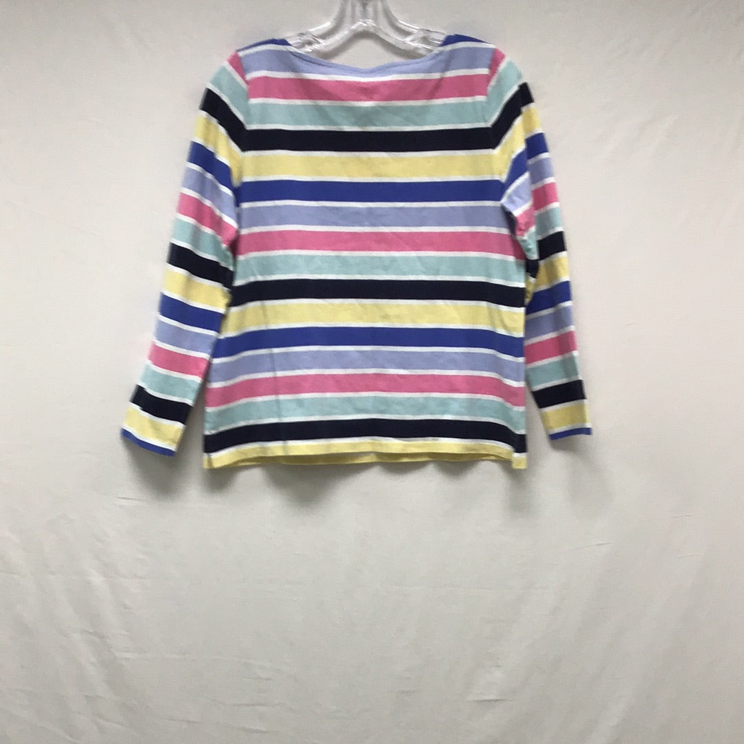 Talbots Large Petites Women Long Sleeve Multi Colored Striped Top