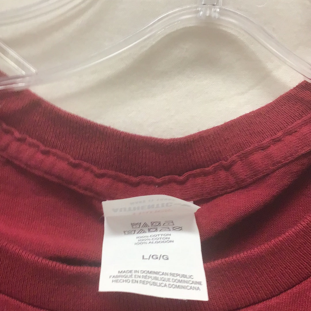 Men's Hanes Red Plain Blank Cotton Tee S/S Shirt L