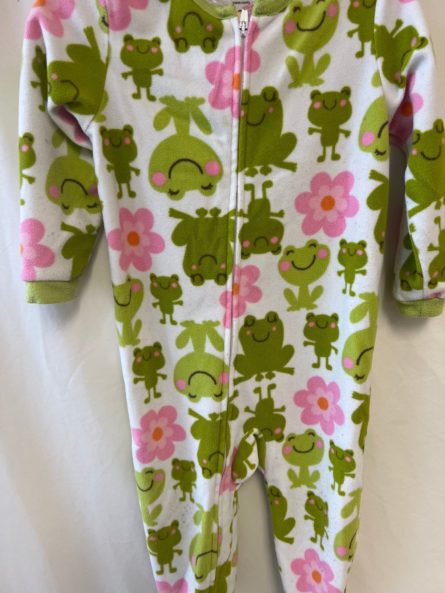 Carter's Girls Frog Fleece Zip UP Footie Pajamas Size: 2 Toddler