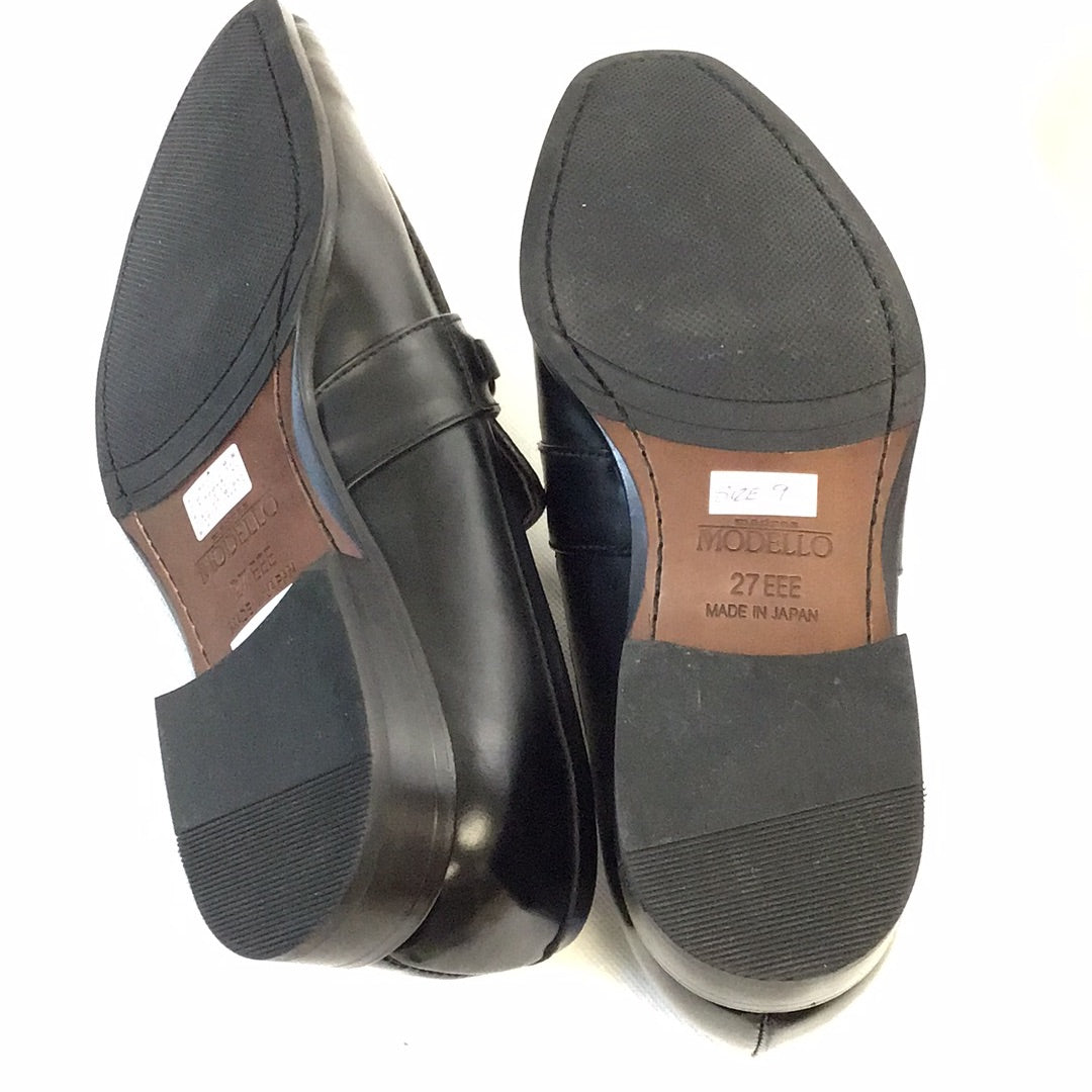 Black Madras Modello Men’s Slip-On Shoes  - Made In Japan - Size 9