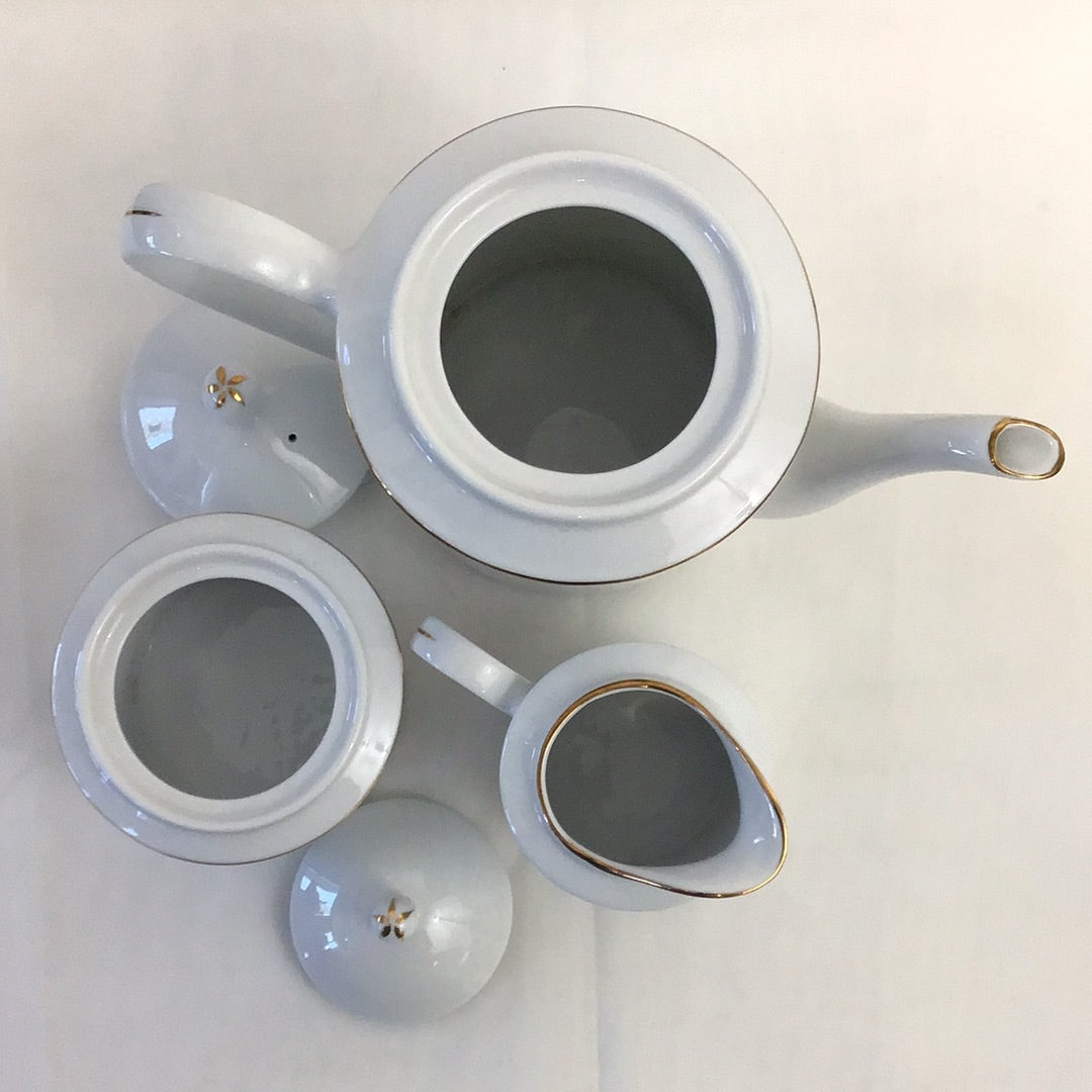 Fairfield Fine China Classic Gold Tea Pot Sugar Bowl Creamer Set