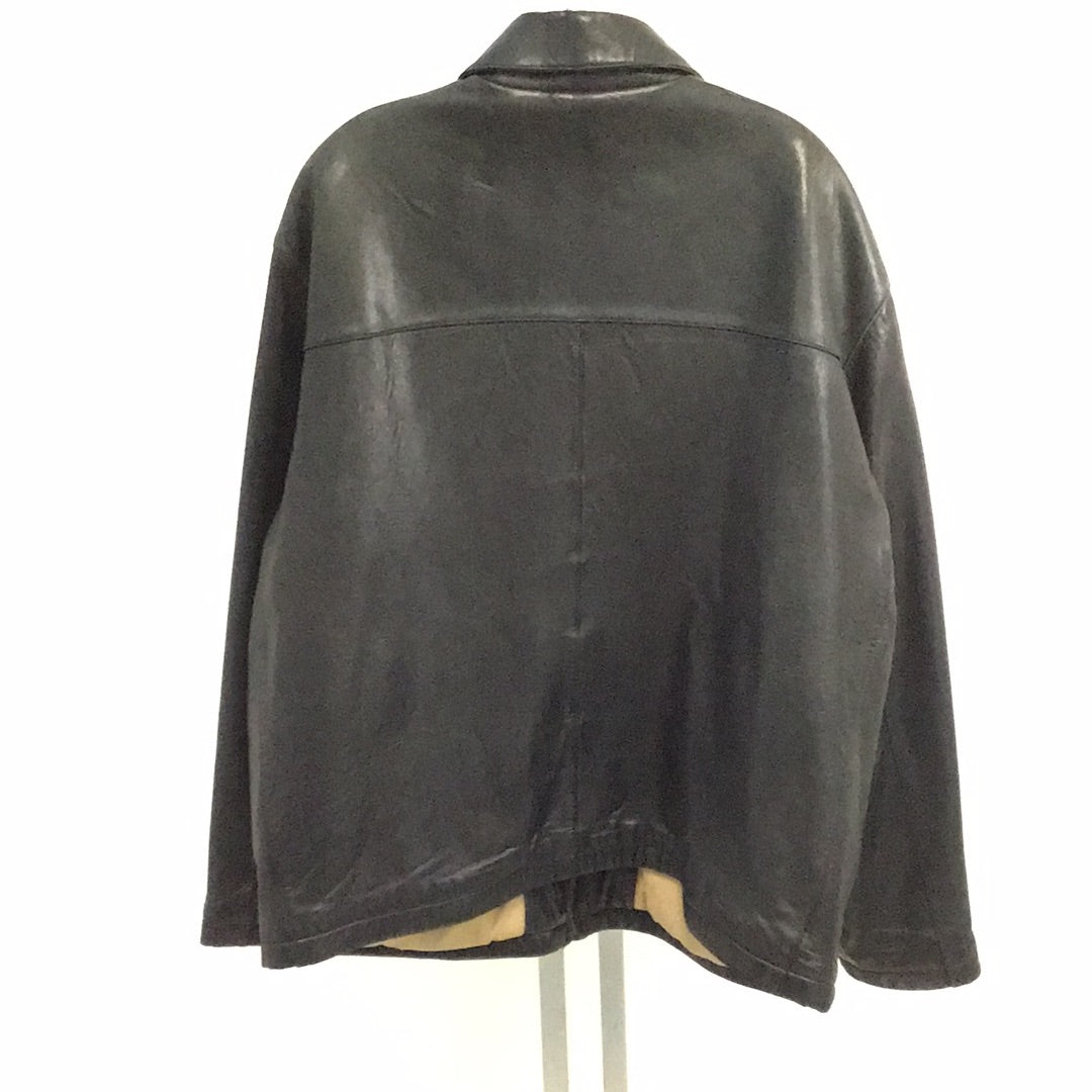 Dockers Lamb Leather Coat, Black-Size: XL