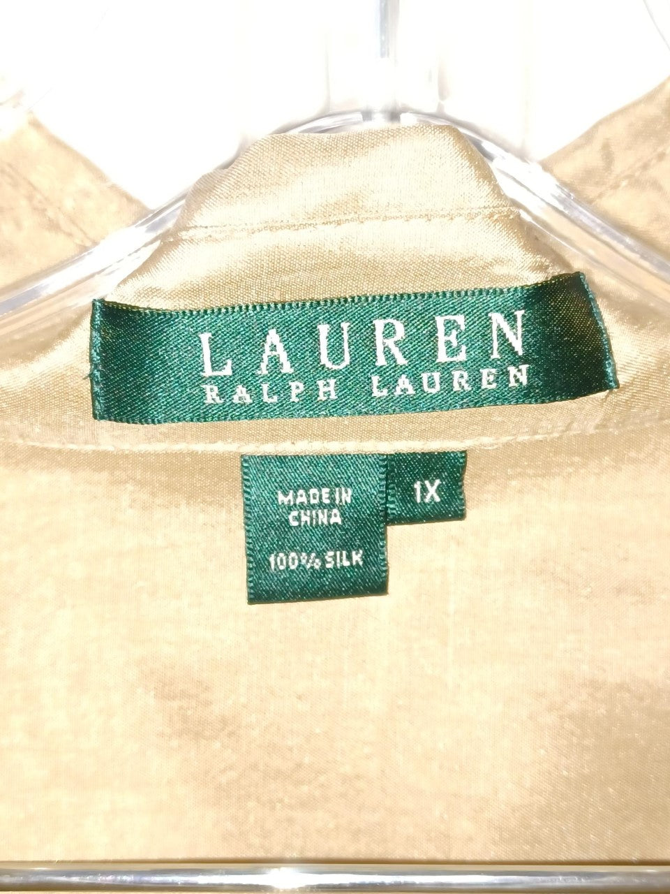 Ralph Lauren Shirt Light Brown 1X 100 % Silk